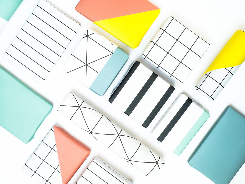 nice color shape Geschenkpapier 4er Set mix