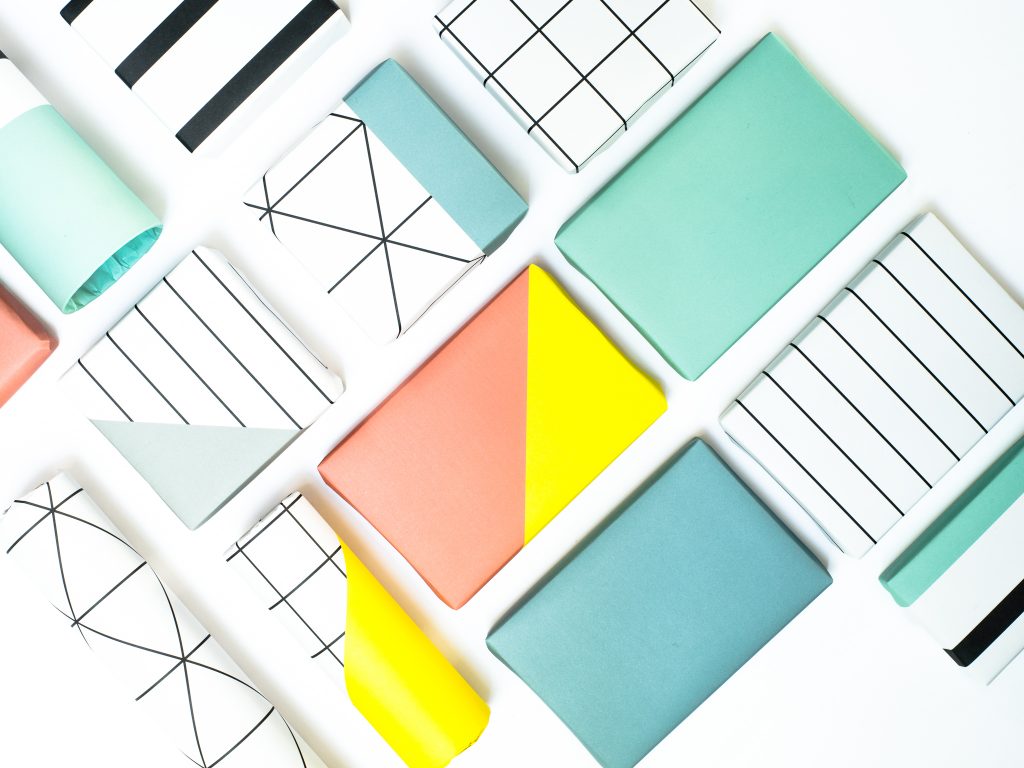 nice color shape Geschenkpapier 4er Set mix