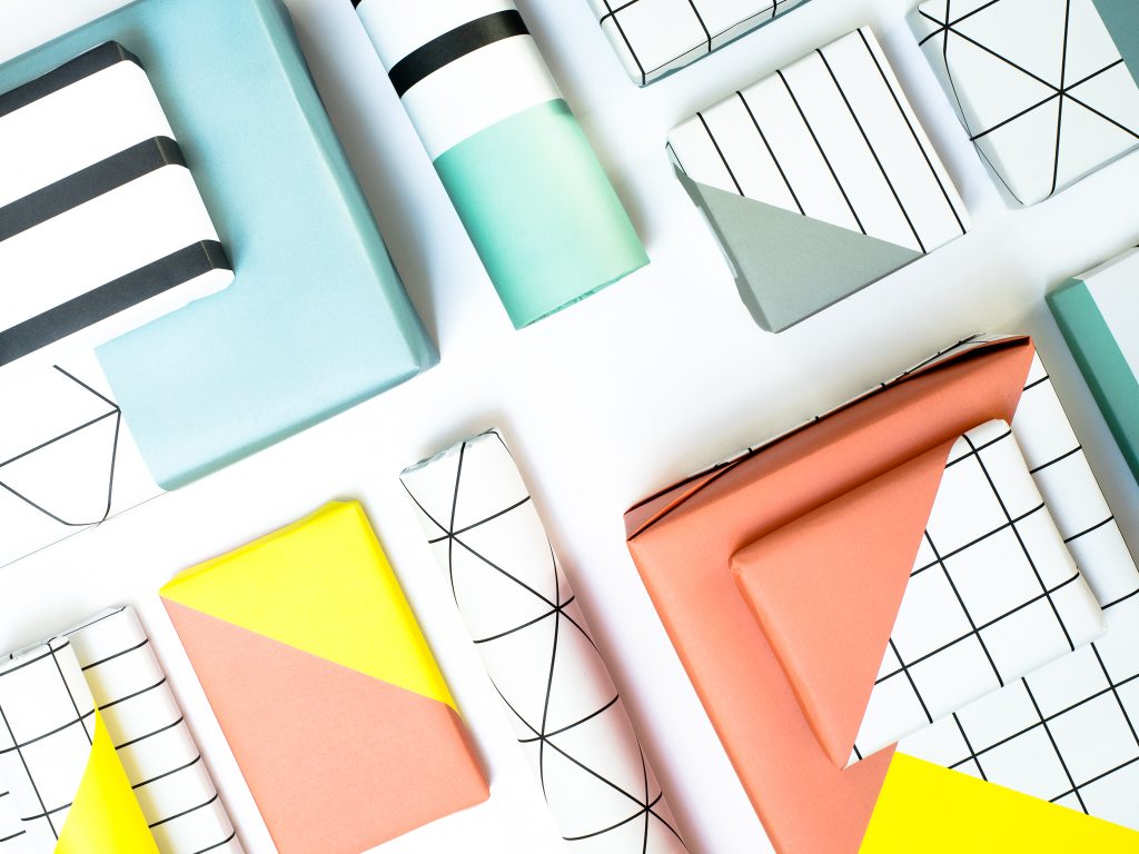 nice color shape Geschenkpapier 4er Set mix