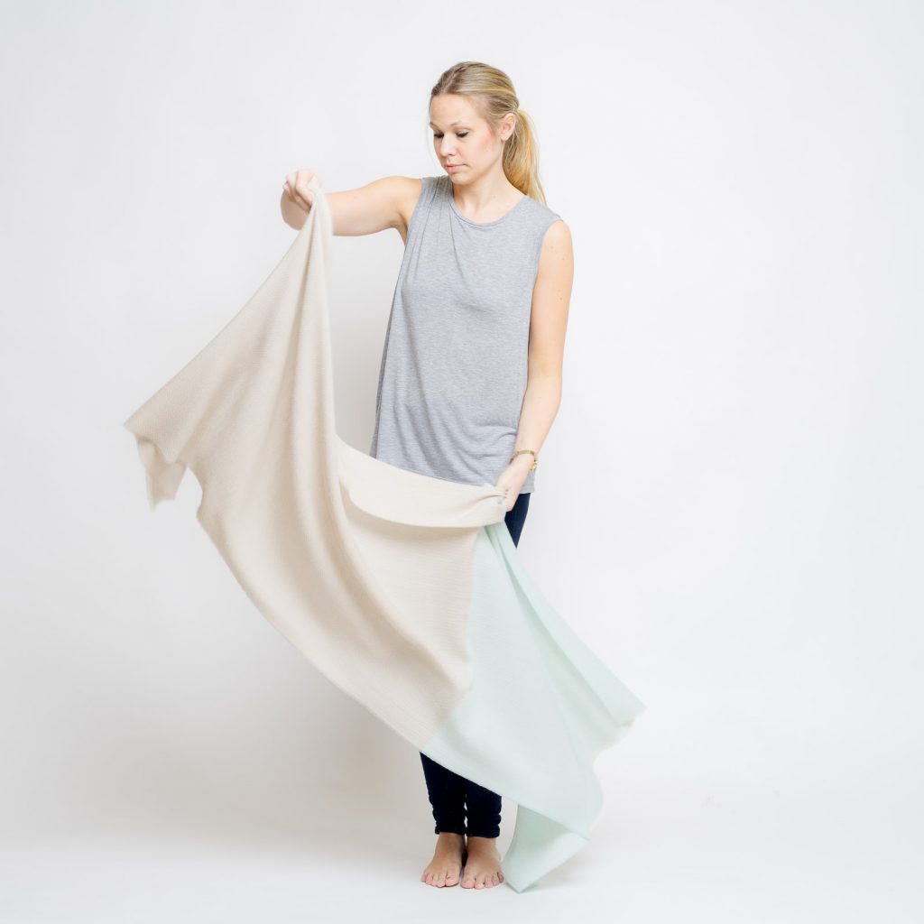 nice merino color block schal // sand - aqua