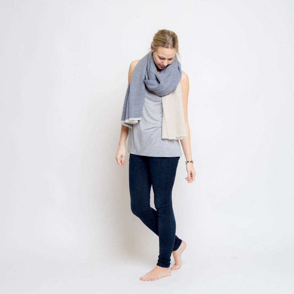 nice merino color block schal // ocean - sand