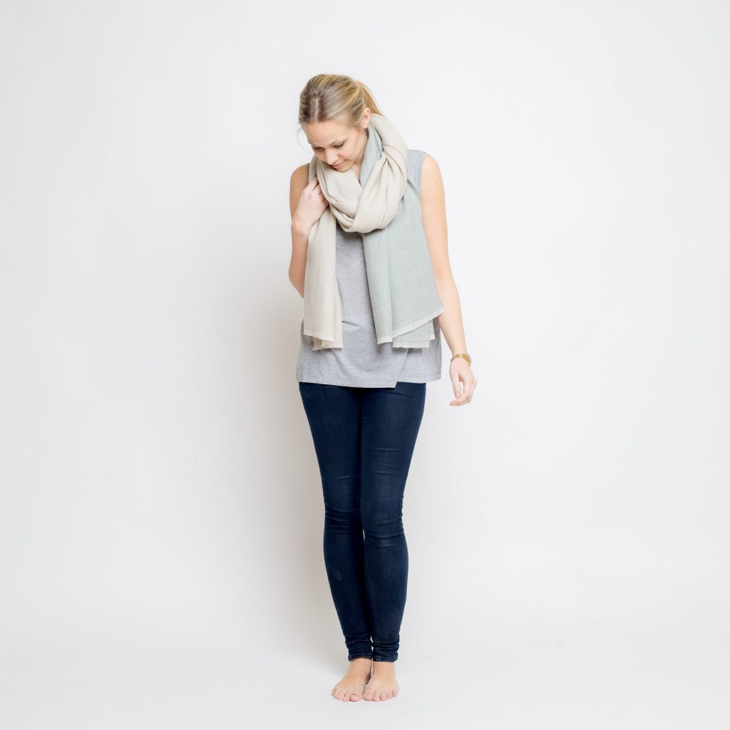 nice merino color block schal // sand - schilf
