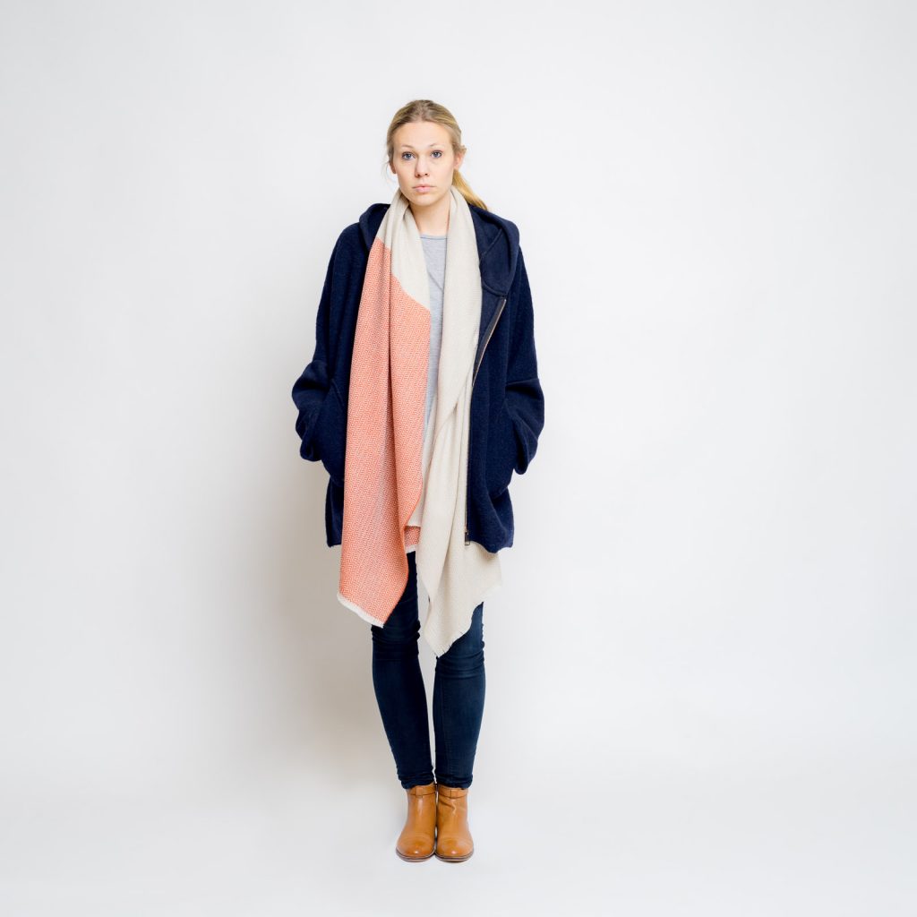 nice merino color block schal // sand - rost