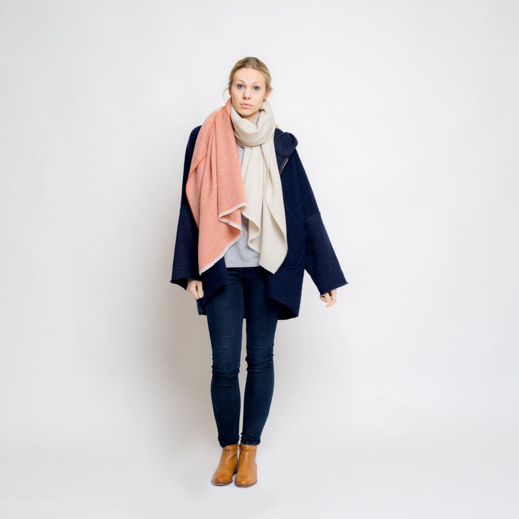 nice merino color block schal // sand - rost