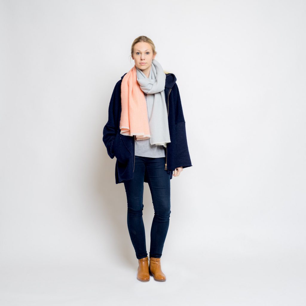 nice merino color block schal // taube - apricot