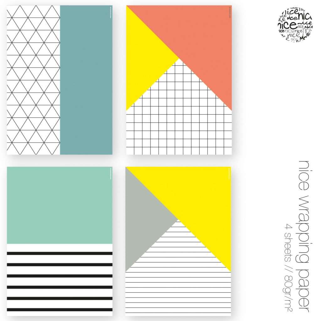 nice color shape Geschenkpapier 4er Set mix