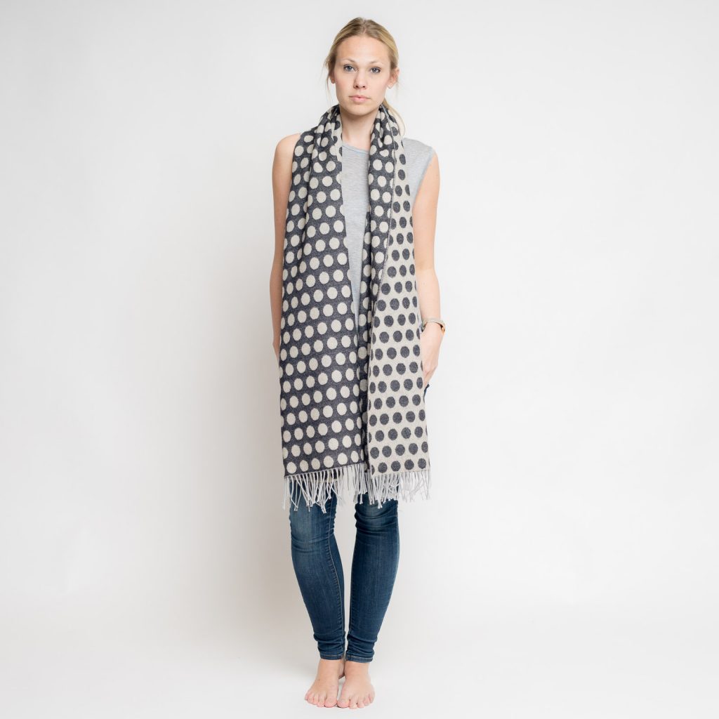nice merino schal - dots back   white
