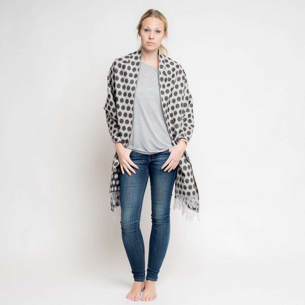 nice merino schal - dots back   white