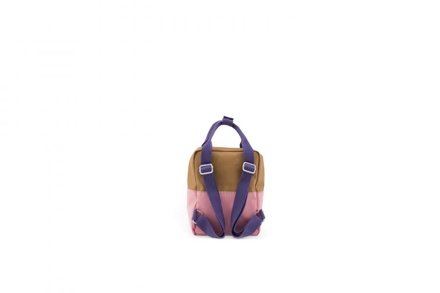 1801393 – Sticky Lemon – product – backpack small – colour blocking – panache gold, lobby purple back