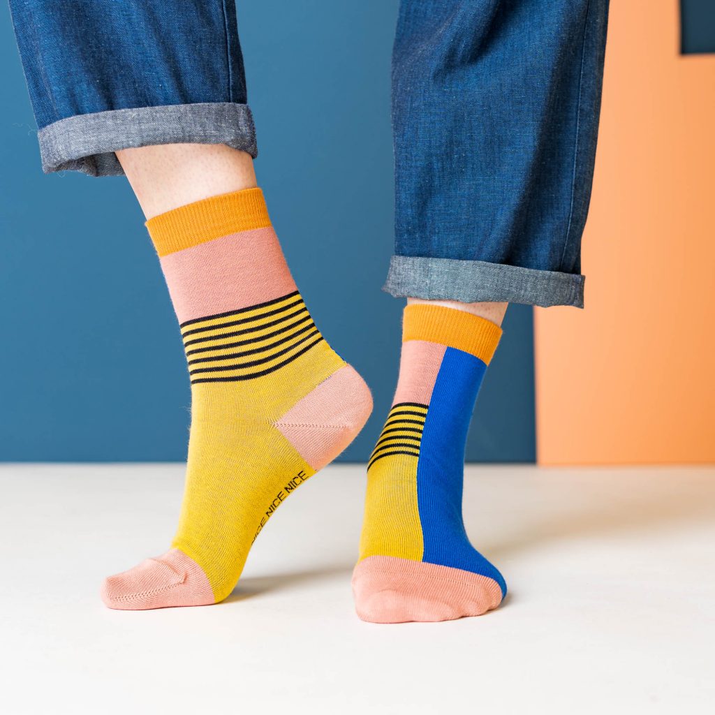nice socks halb/halb yellow