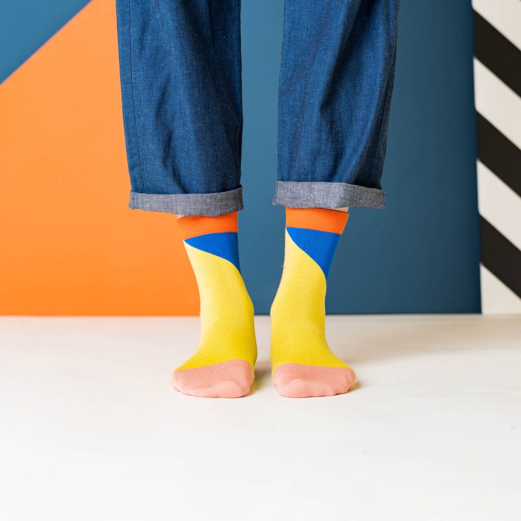 nice socks diagonal yellow