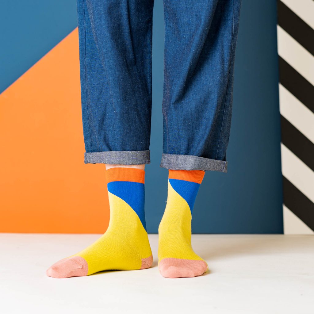 nice socks diagonal yellow