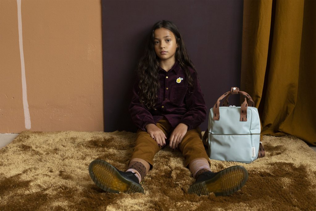 Sticky Lemon backpack small | sprinkles sage green | cinnamon brown