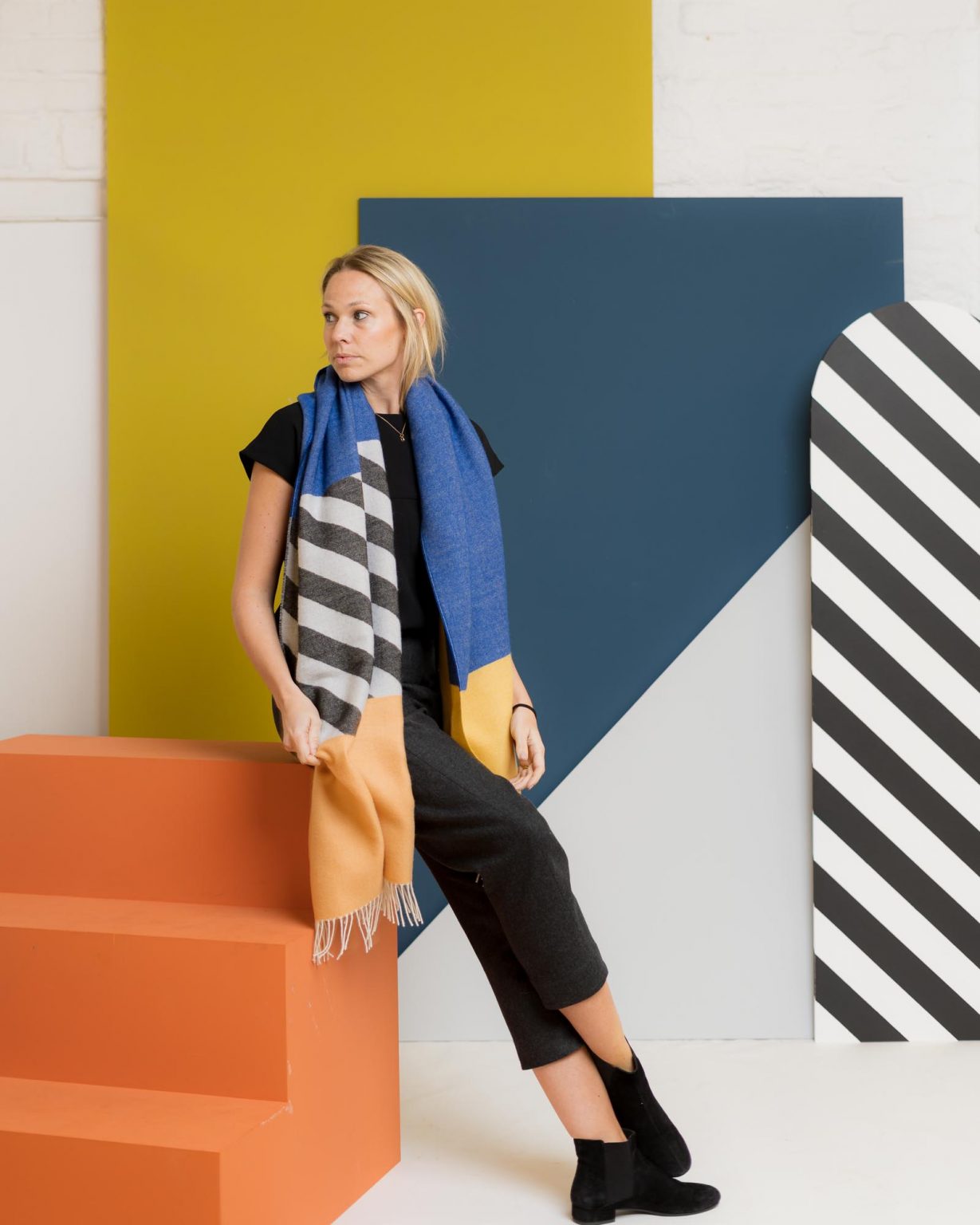 nice Merino Schal PLAY - diagonal blue