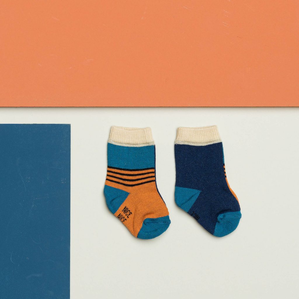 Babysocken halb/halb brick red