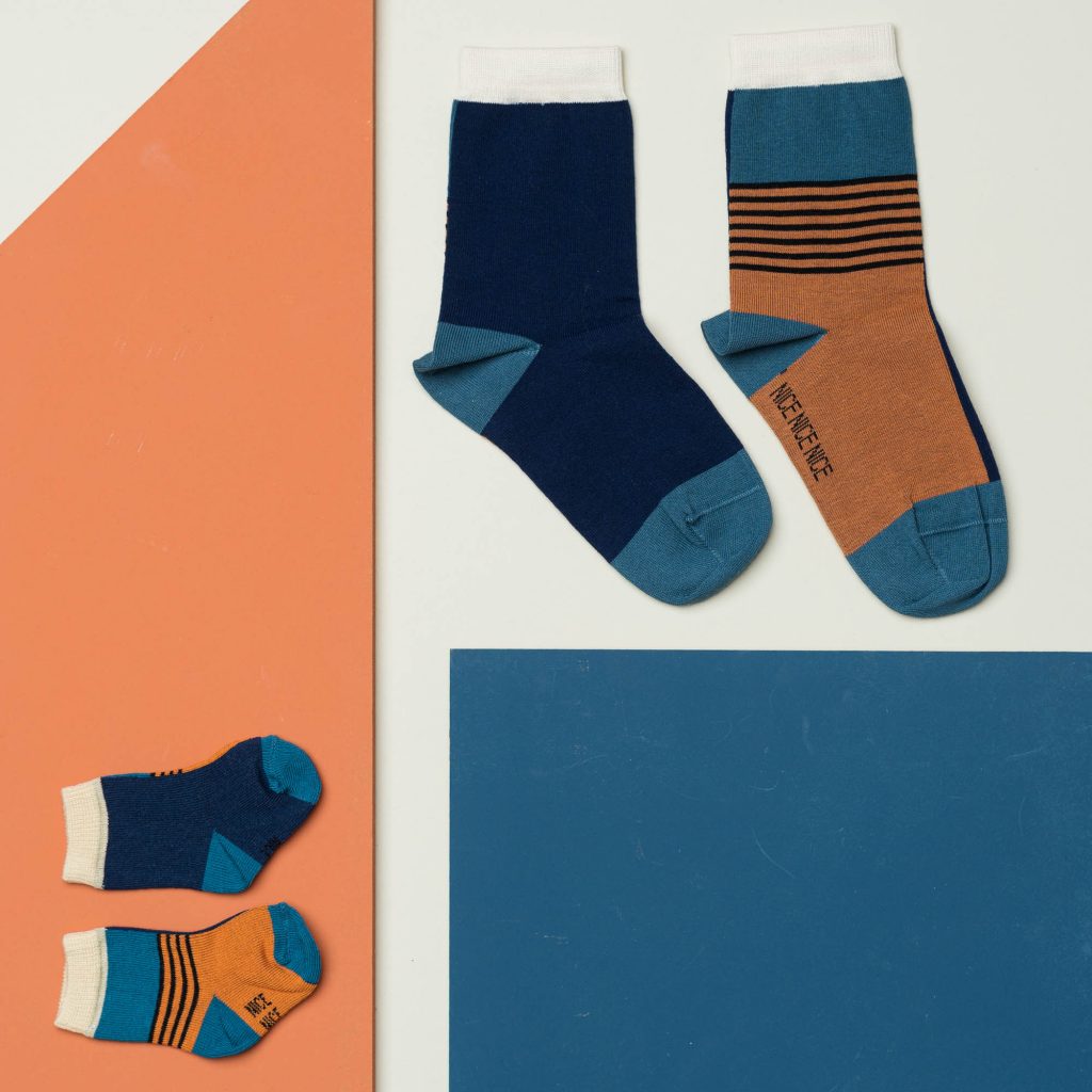 Babysocken halb/halb brick red