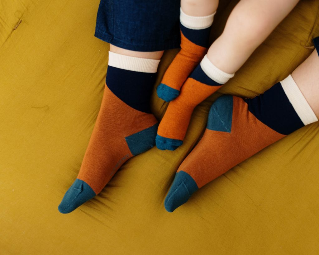 Babysocken diagonal brick red