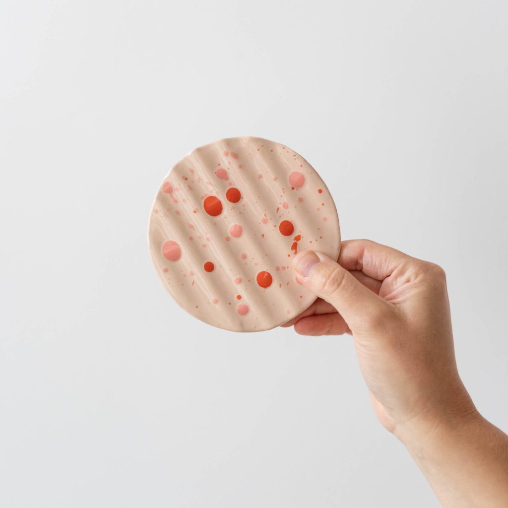 Seifenschale wave round blob | rose peach red
