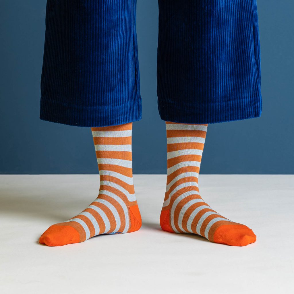 nice socks block stripes rust
