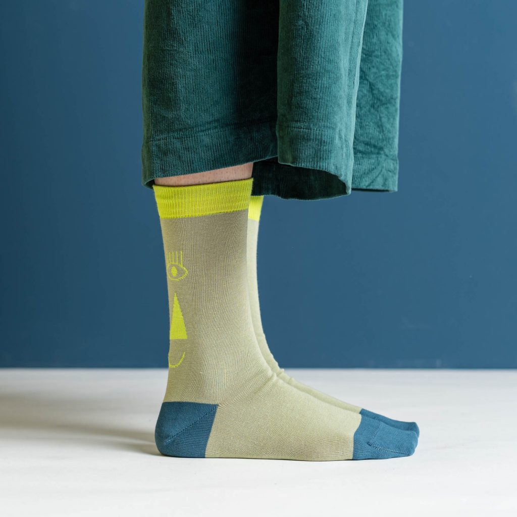 friendly socks | back face | neon