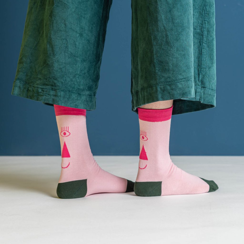 friendly socks | back face | pink