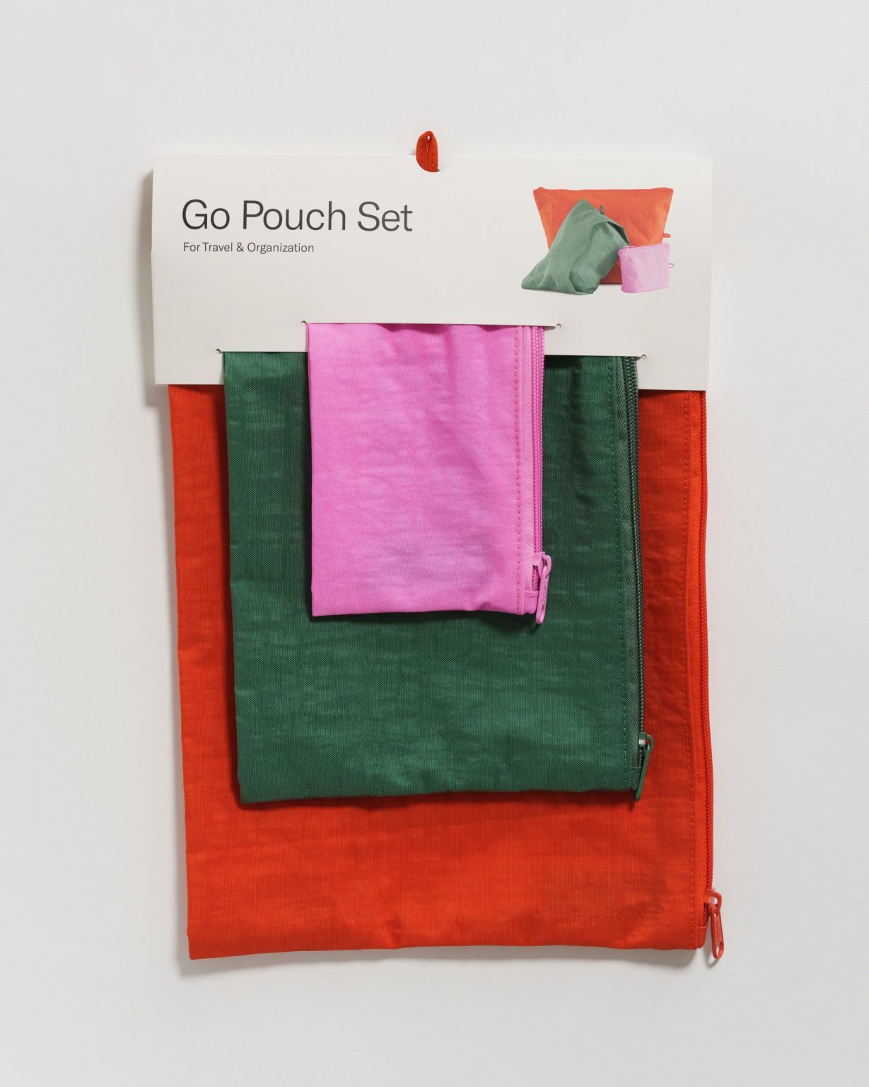 Baggu Go Pouch Set - Grün Rot Rosa