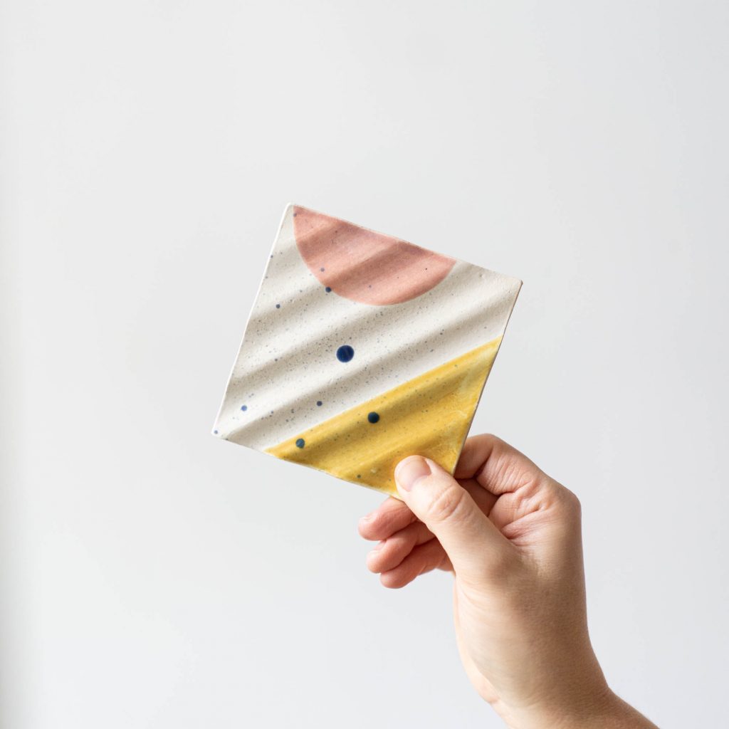 Seifenschale wave square | yellow dot