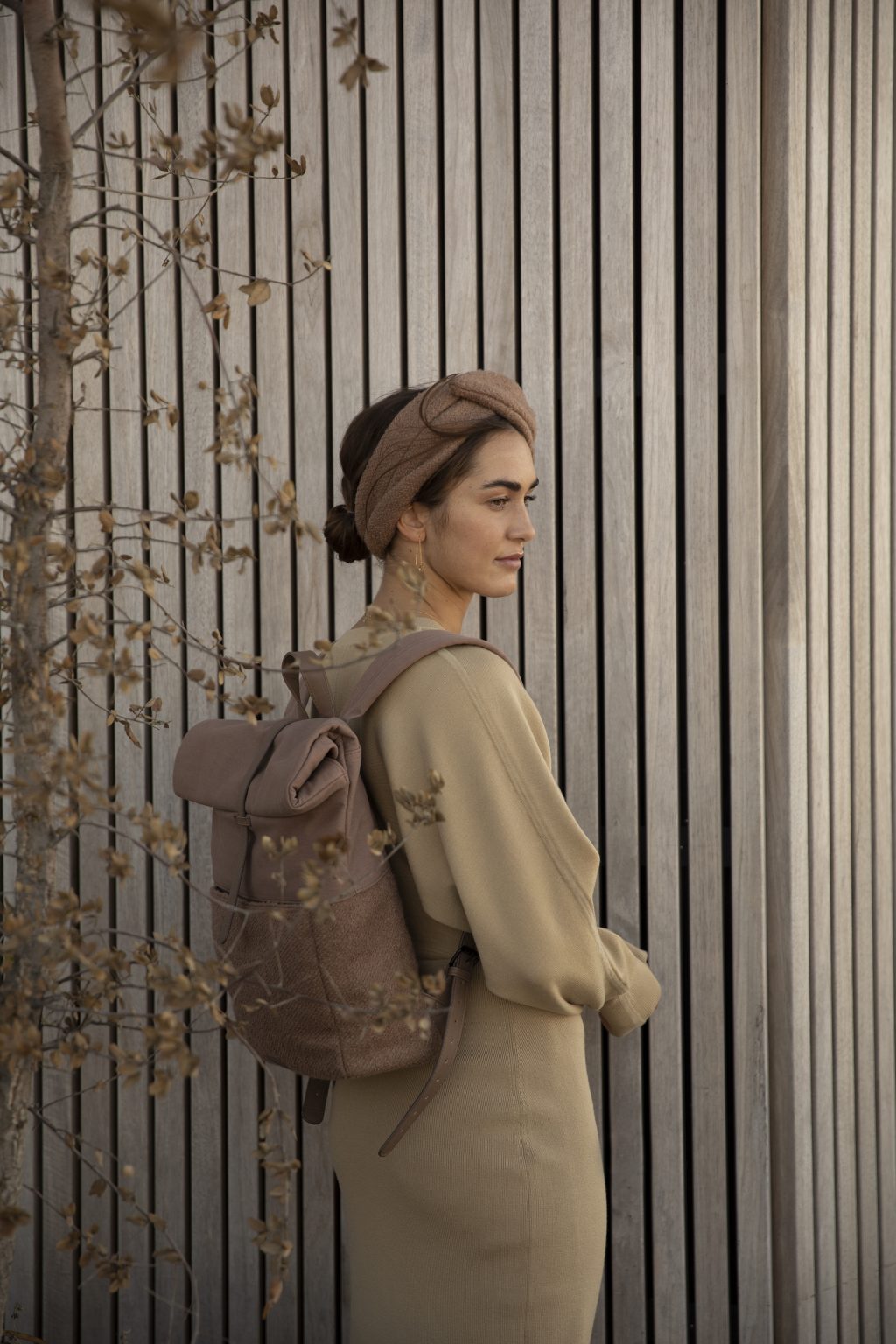 Monk & Anna Wolle Haarband cacao