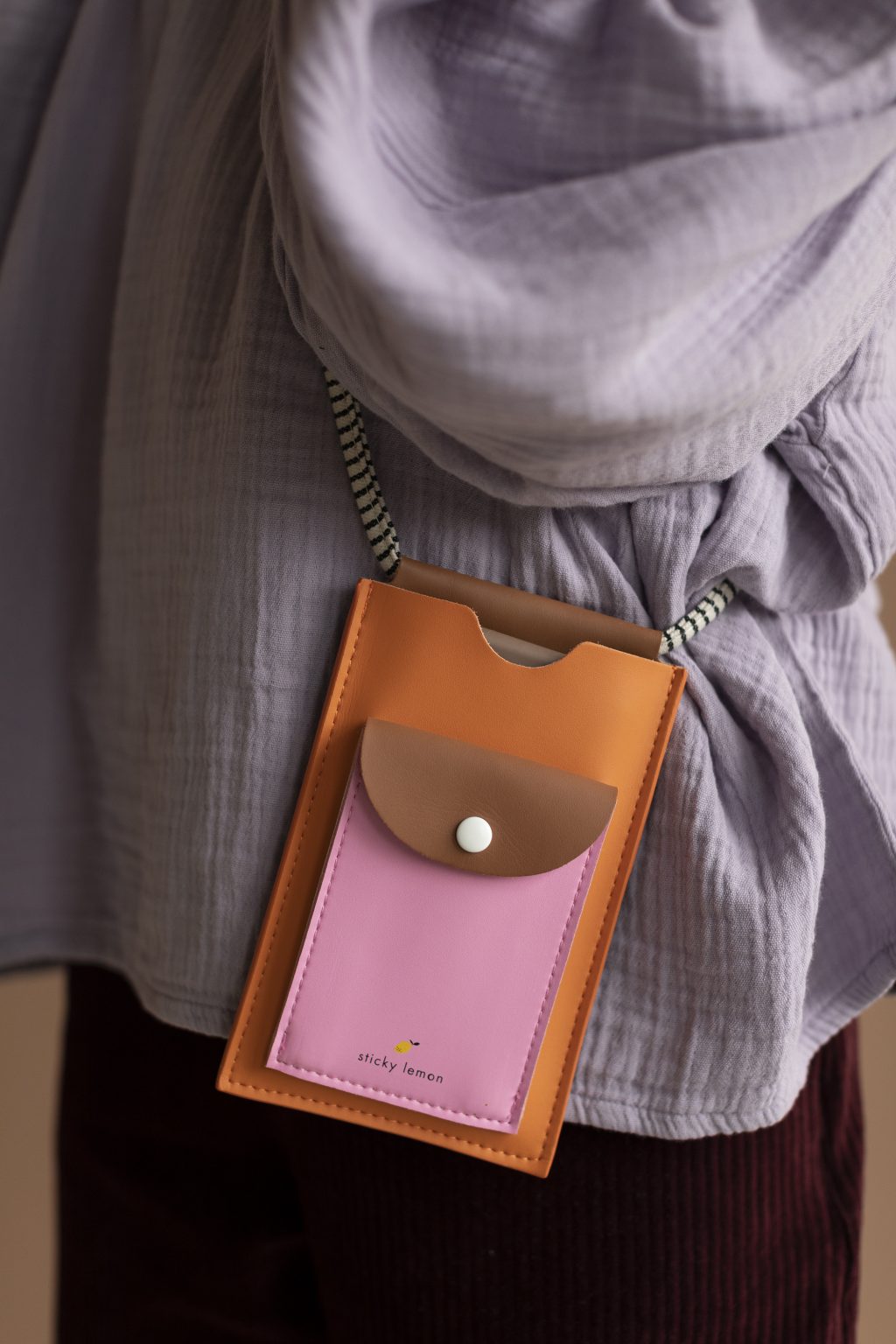 Sticky Lemon Phone pouch - XL - carrot orange + syrup brown + bubbly pink
