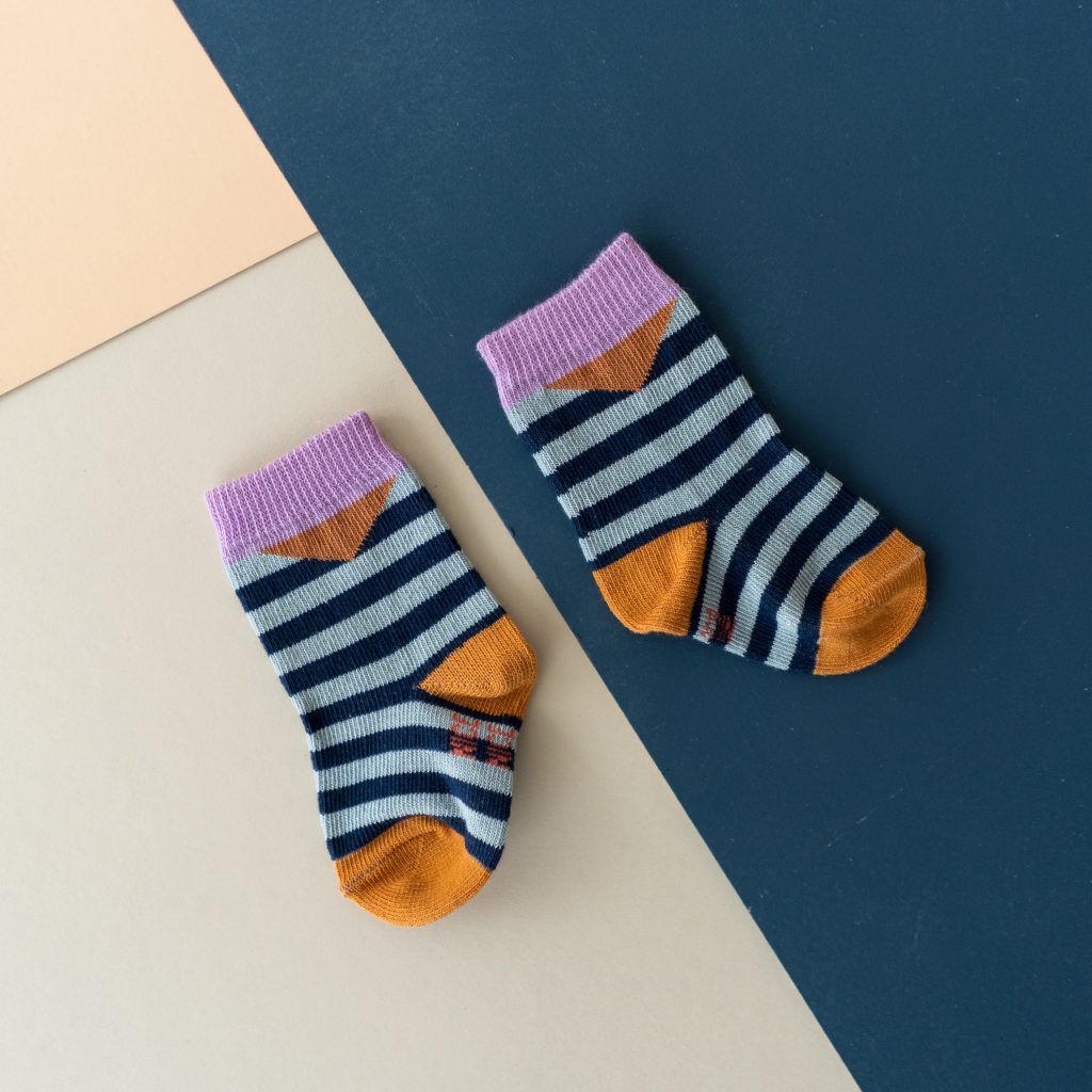 Baby-Kindersocken block stripes petrol