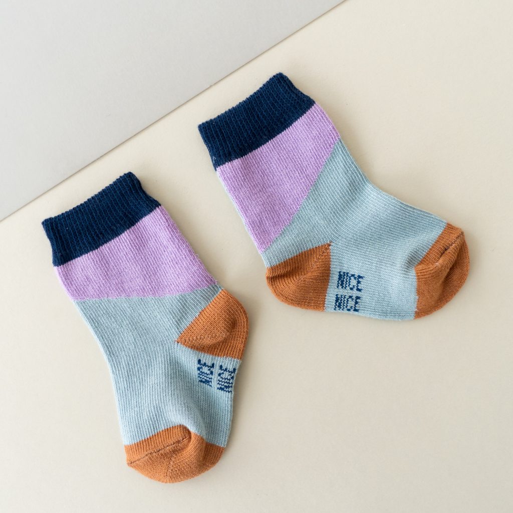 Baby-Kindersocken diagonal petrol