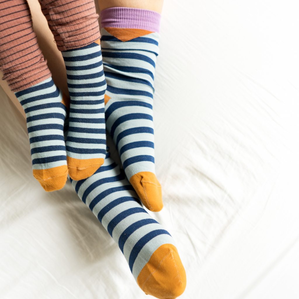 Baby-Kindersocken block stripes petrol