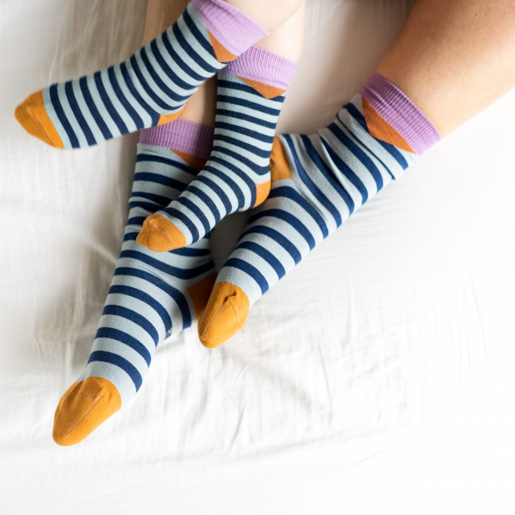 Baby-Kindersocken block stripes petrol