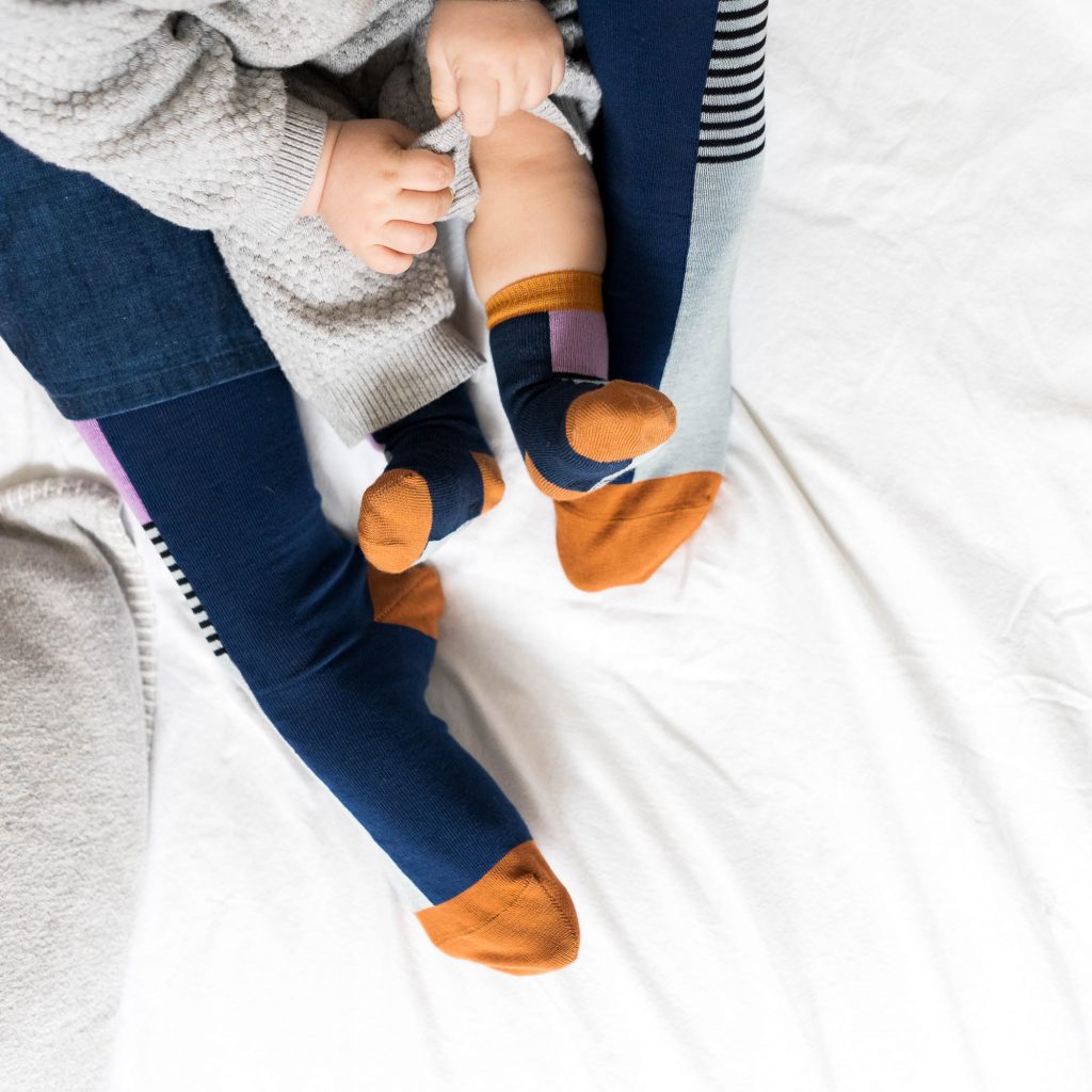 Baby-Kindersocken halb/halb petrol