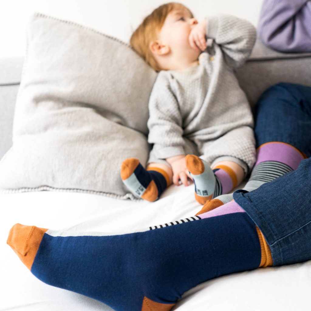 Baby-Kindersocken halb/halb petrol