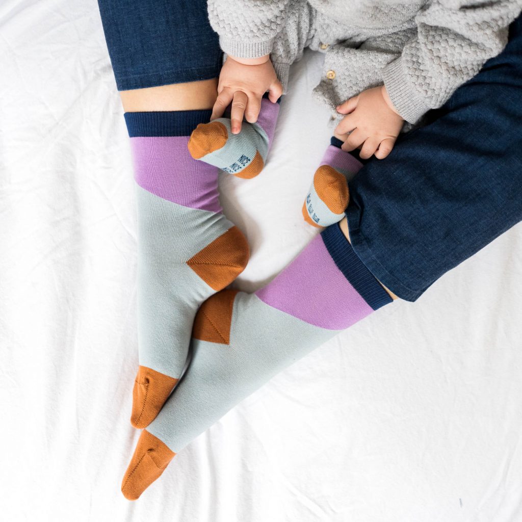 Baby-Kindersocken diagonal petrol