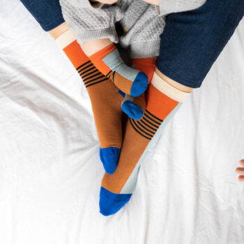 Baby-Kindersocken halb/halb rust