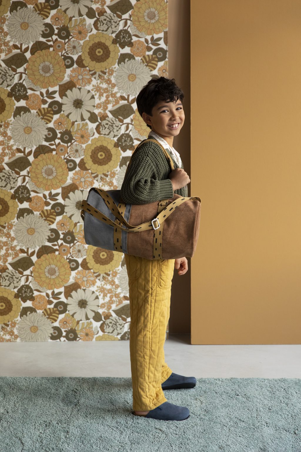 Sticky Lemon large duffle bag corduroy | walnut brown + pigeon blue + panache gold