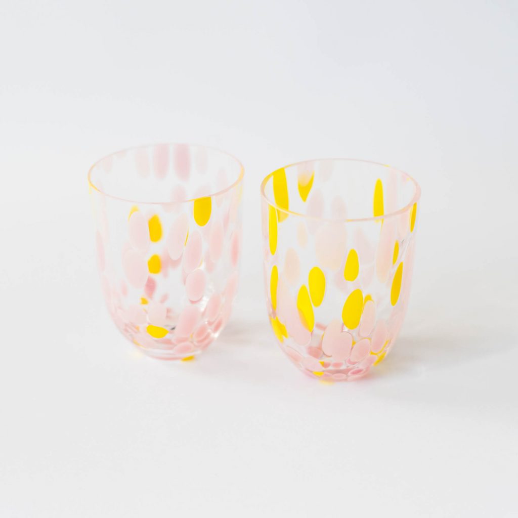 Konfetti Glas rosé gelb