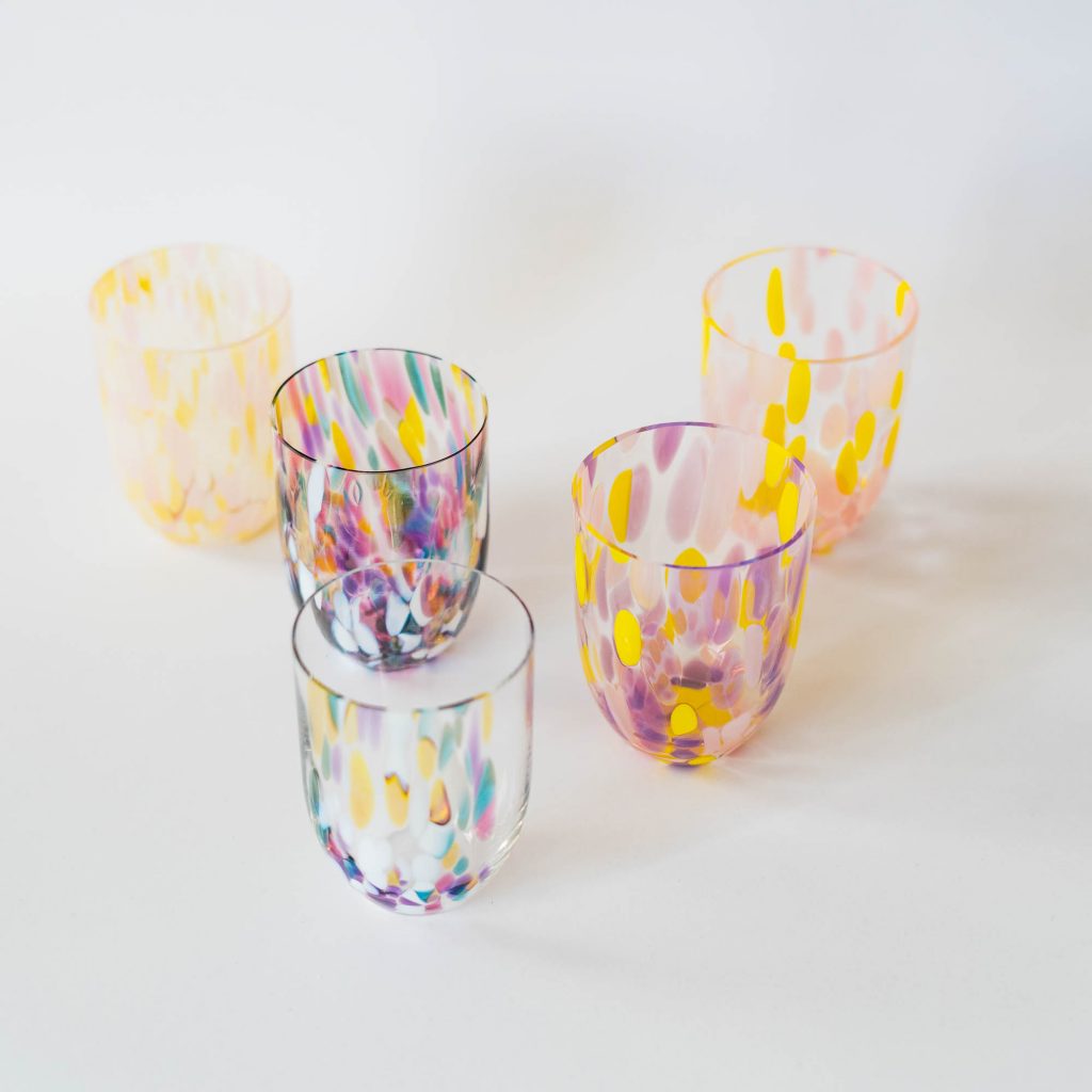 Konfetti Glas rosé gelb