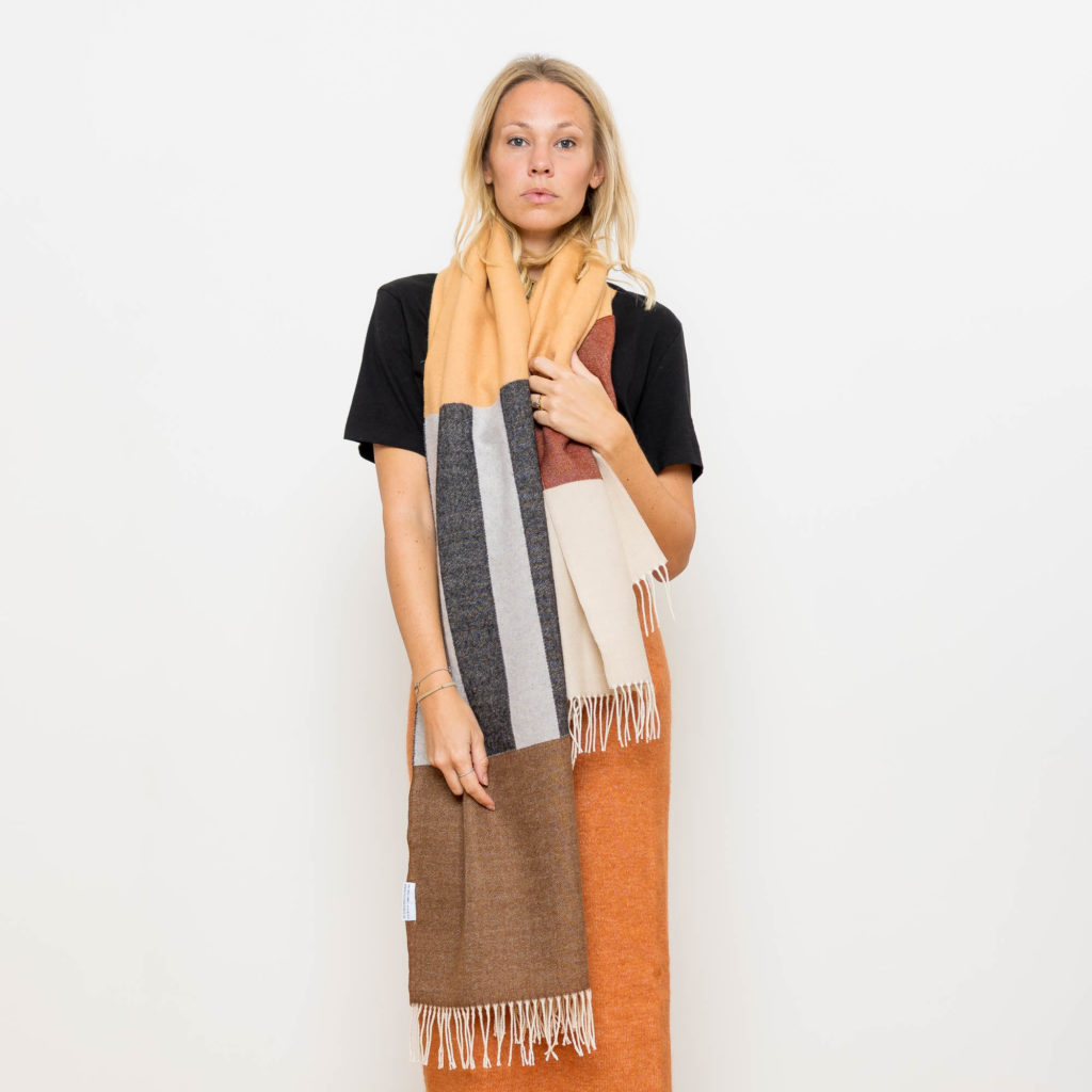 nice Merino Schal PLAY - stripes brown honey