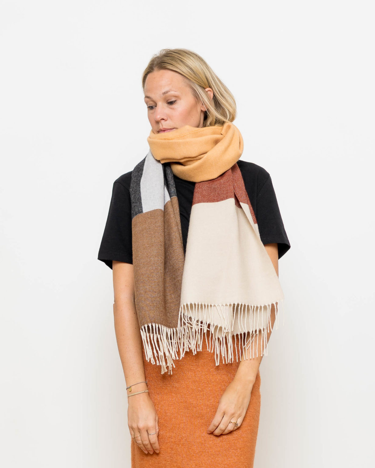 nice Merino Schal PLAY - stripes brown honey