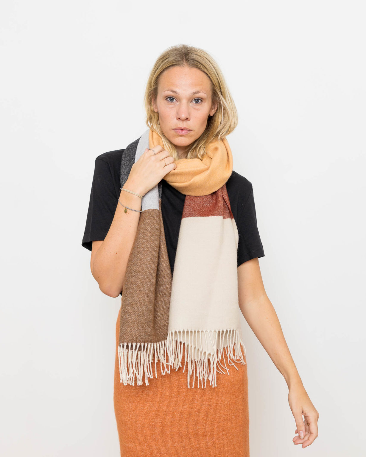 nice Merino Schal PLAY - stripes brown honey