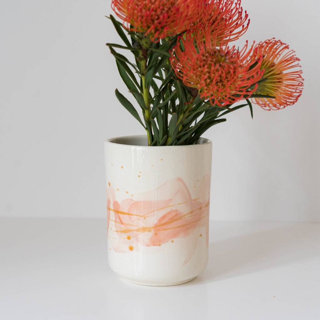 Vase rund rose senf