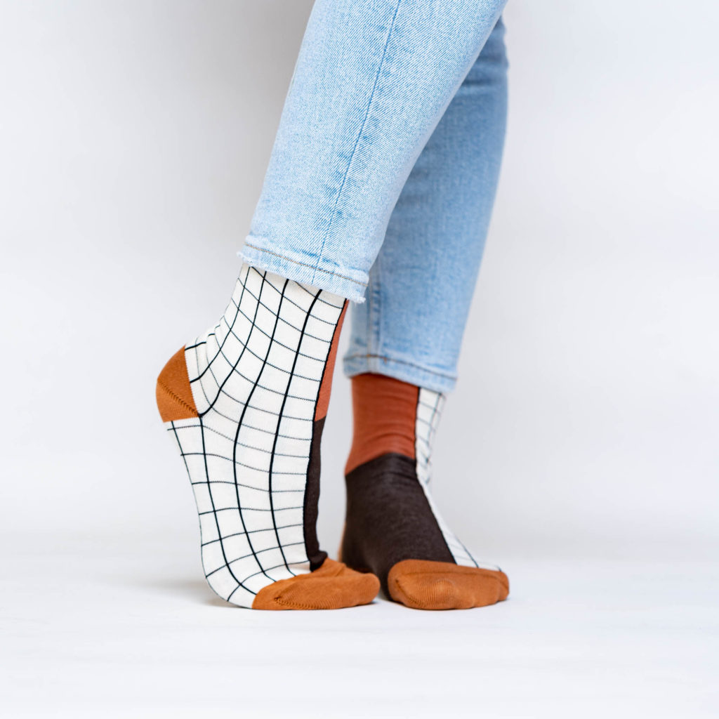 nice socks half grid - chocolate