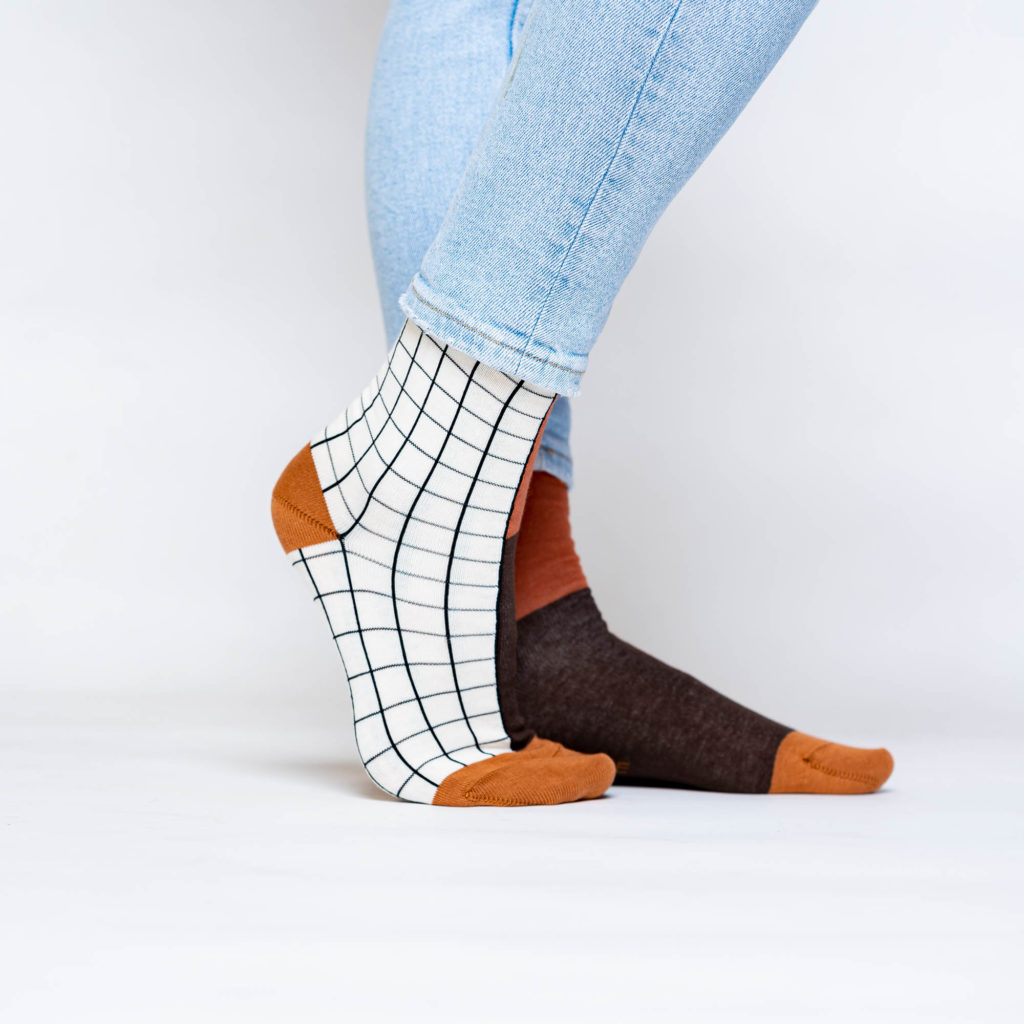 nice socks half grid - chocolate