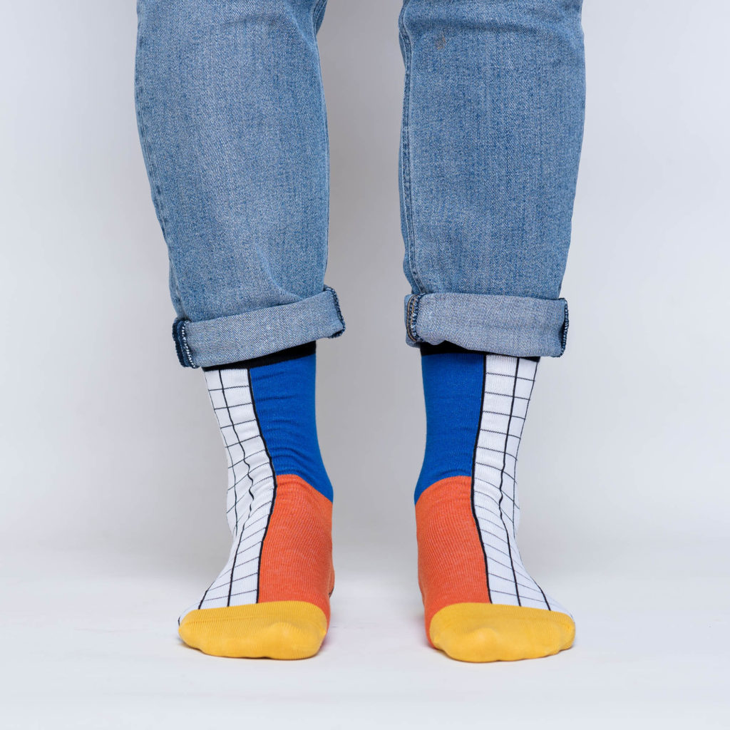 nice socks half grid - red blue