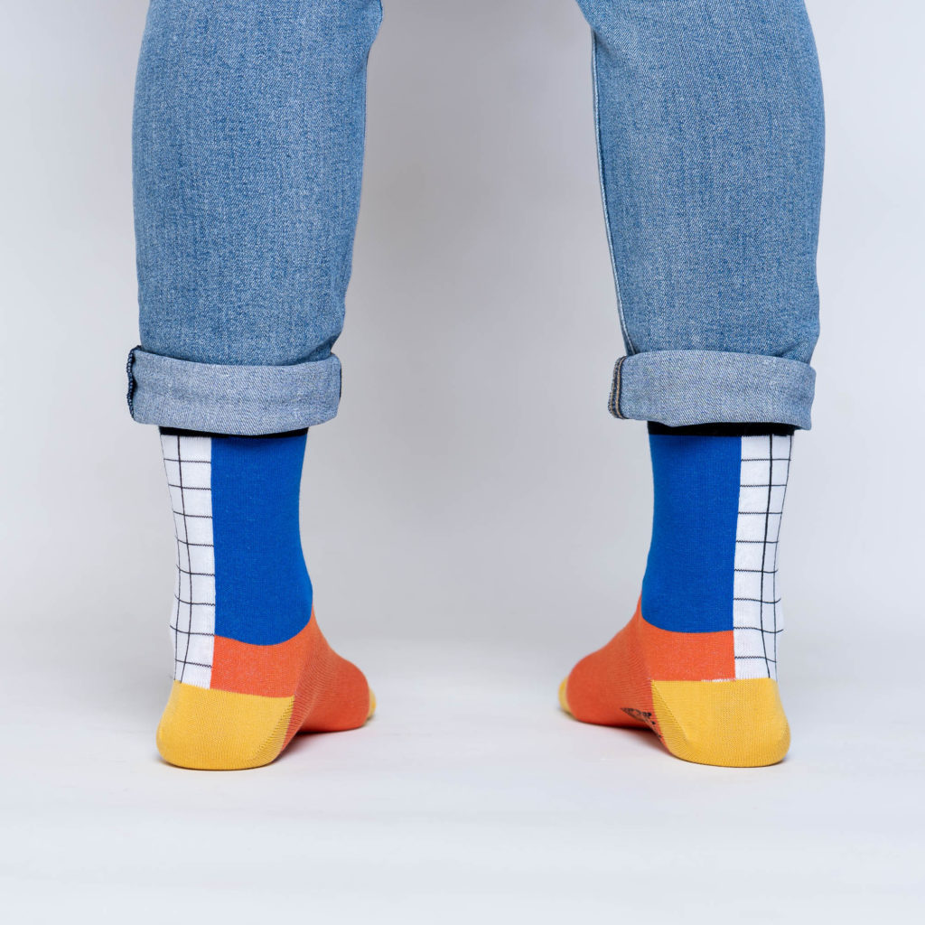 nice socks half grid - red blue