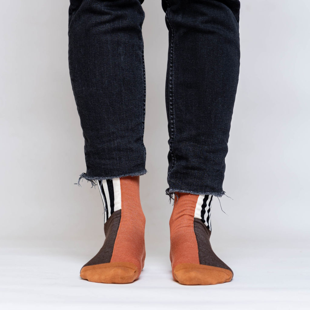 nice socks half stripes - chocolate