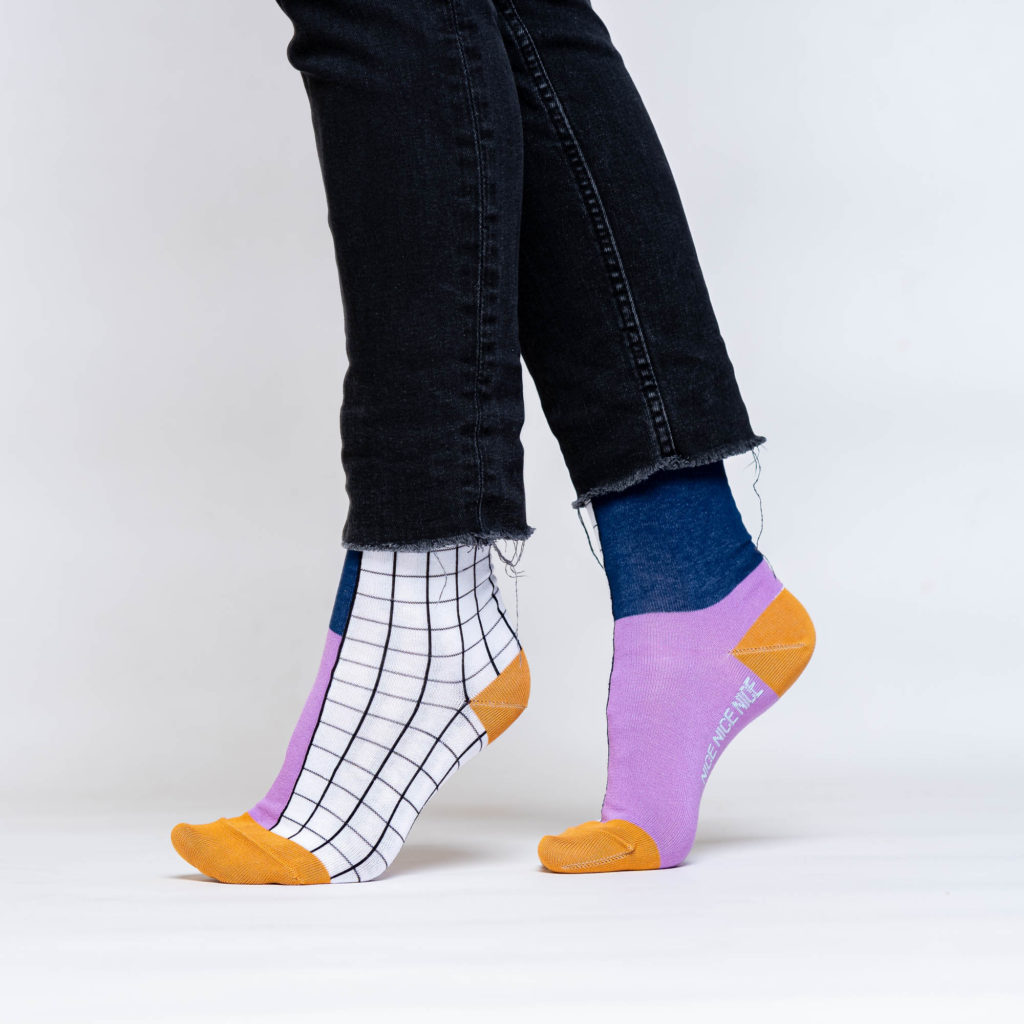 nice socks half grid - purple